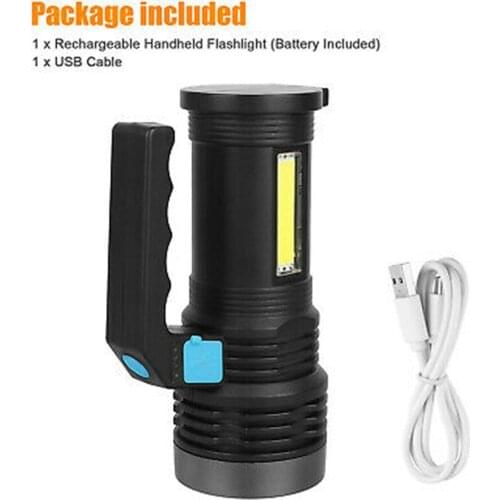 Portable Super Bright Flashlight LED Searchlight USB Rechargeable Spotlight Handheld Flashlight Camping Hunting Tool