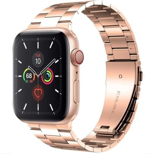 For Apple Watch Stainless Steel Strap 6 5 4 3 SE 42mm 38mm 40mm 44mm Adjustable Metal Bracelet iWatch Series Strap Accessories