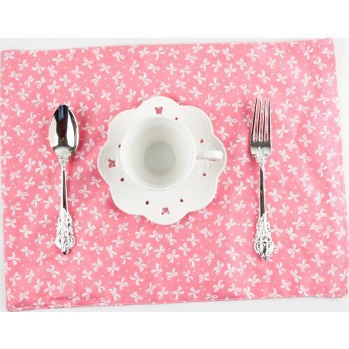Pink print cotton fabric placemat heat insulation mat dining table mat Girls table Napkin fabric country placemats