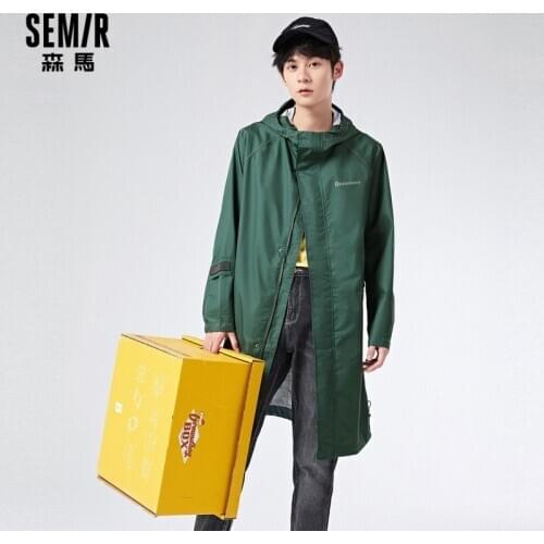 SEMIR Windbreaker Jacket Men Mid-Length Hooded Breathable Jacket Loose 2021 Spring New MenS Coat Letter Printing