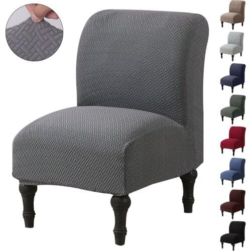 Waterproof Accent Chair Cover Solid Colour Jacquard Seat Slipcovers Spandex Armless Chair Protector Slipper Chair Covers Decor