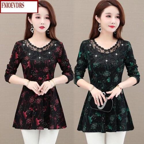 Women Winter Spring Basic Wear Elegant Office Lady Plus Size Casual Floral Printing Peplum Tops And Blouses