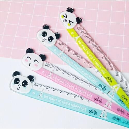 1PC Kawaii Panda 15CM Plastic Straight Ruler Measure Study Drawing School Student Stationery