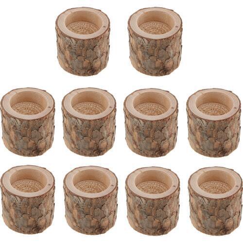 10pcs Wooden Tea Light Candle Holder Candlestick for Christmas Wedding Romantic Dinner Decoration 5cmx5cm