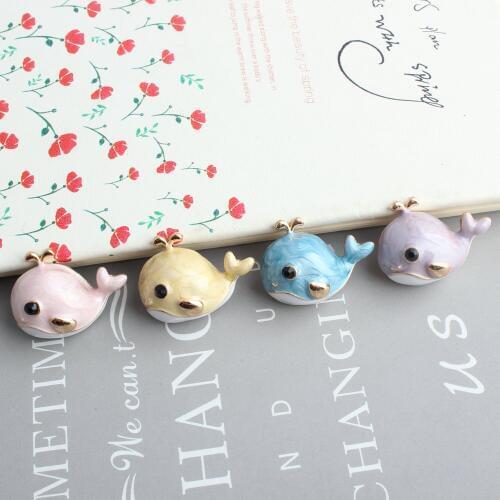 10pcs/lot 20*26mm New Arrival Cute Whale Alloy Enamel Animal Charm DIY Accessories Of Headdress Making Fitting
