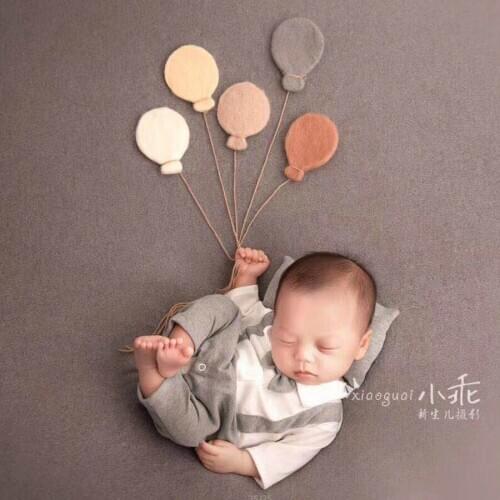 5pcs/set Newborn Photography Prop Wool Felt Balloon Handmade Baby Photography Balloon for Photo Studio Baby Shooting Accessories
