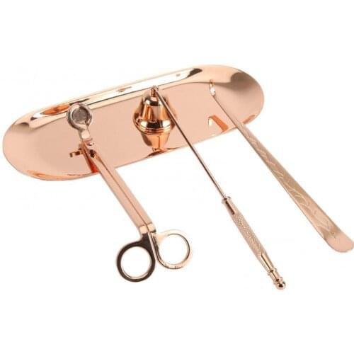 5Pcs/Set Retro Stainless Steel Candle Snuffer Trimmer Dipper Plate Tray with Bag Candlestick for Home Decor Candle Holders