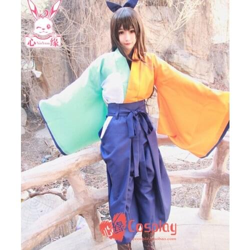 Free postage Urara Anime cos tatsumi kon Halloween party female cosplay Japanese kimono cosplay costumes top+pants+bow+Headwear