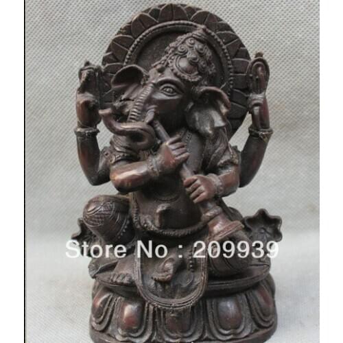 Bir 001605 Tibet Tibetan Buddhism Purple Bronze Ganapati Ganesh Lord Ganesha Buddha Statue