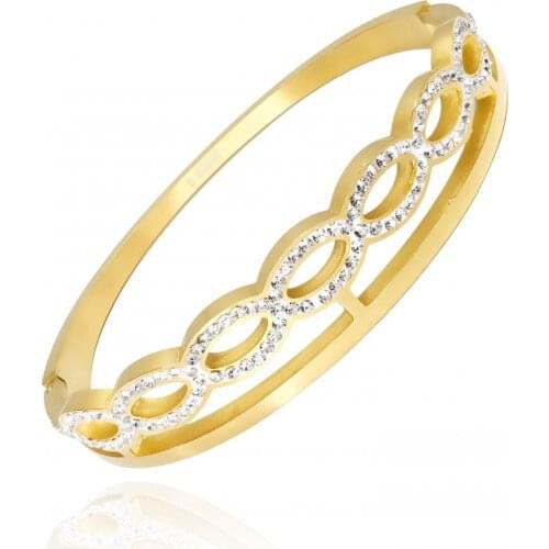 KOMBINGIYIM Steel Stainless Cuff Bracelet For Women With Luxury Stone