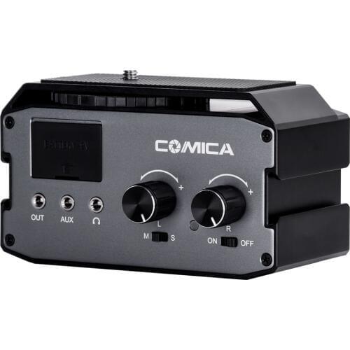 Comica AX3 XLR Audio Mixer Adapter Preamplifier Dual XLR/3.5mm/6.35mm Port Mixer for Canon Nikon DSLR Camera Camcorder