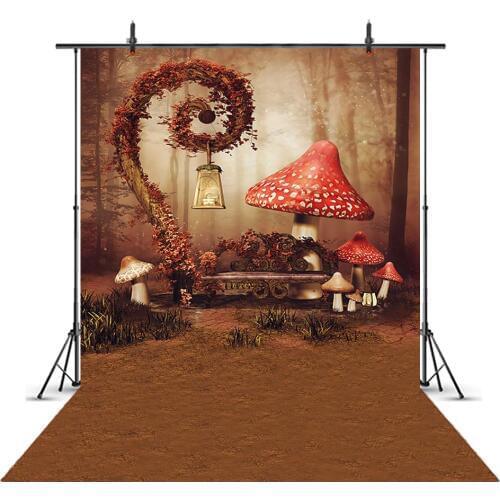 Mushroon Jungle wonderland background for photography party decoration children Birthday Photo Booth Studio Backdrops Prop