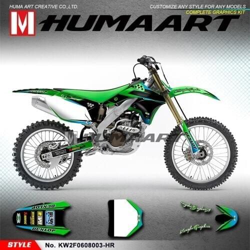 HUMAART Race Graphics Waterproof Stickers Kit for KX250F KX450F KXF250 KXF450 KXF 250 450 2006 2007 2008