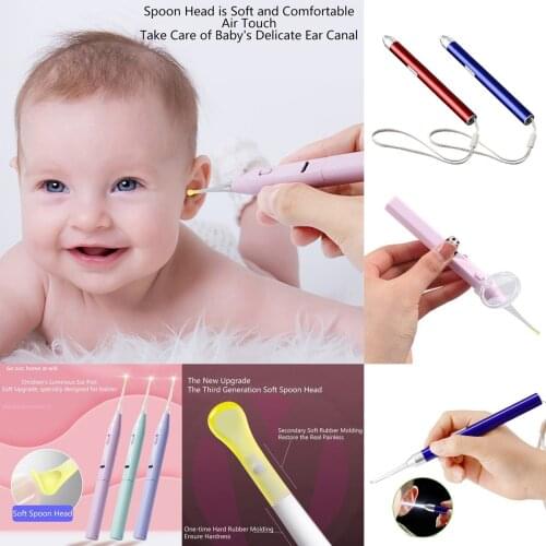 Ear Cleaning Tool Ear Picker with Light USB Rechargeable Ear Cleaner Wax Removal Baby Kids Spiral Ear Wax Remover Set Portable