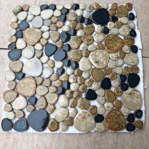 Free Shipng Brown Beige Pebble Ceramic Mosaic Tiles for Kitchen Shower Bathroom Wall Sticker Pool Floor Tile DIY Decoration