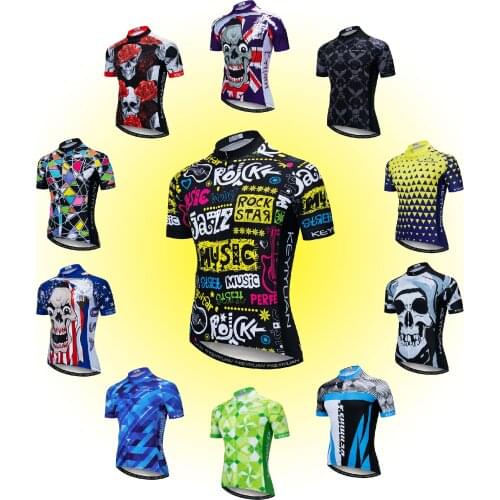 KEYIYUAN 2022 Summer Short Sleeve Maillot Ciclismo Hombre Mountain Bike Cycling Jersey Top Equipment Music Graffiti