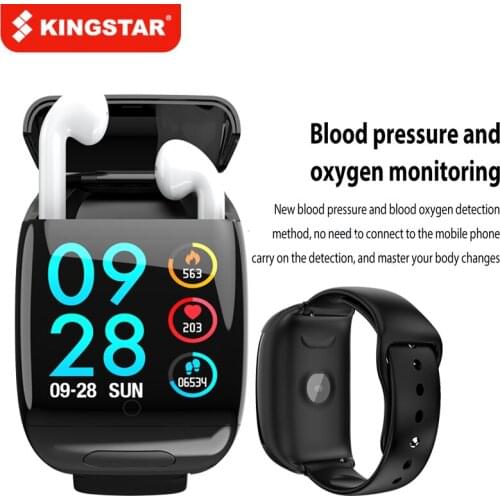 KINGSTAR 2in1 Bluetooth 5.0 Earphone Smart Watch HD Stereo TWS Sport Headset Heart Rate Monitor Smart Wristband For IOS Android