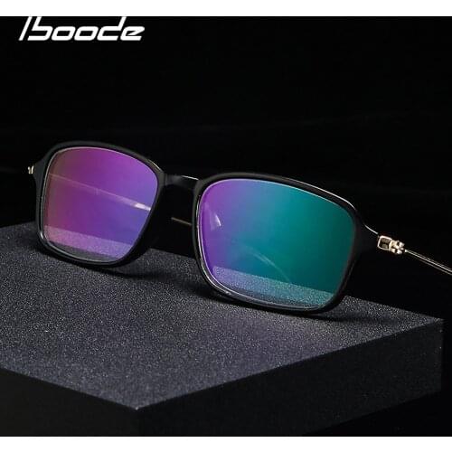 Iboode Metal Classic Reading Glasses Women Men Black Square Anti Blue Light Presbyopic Unisex Reading Eyewear Diopter Lens +1.0