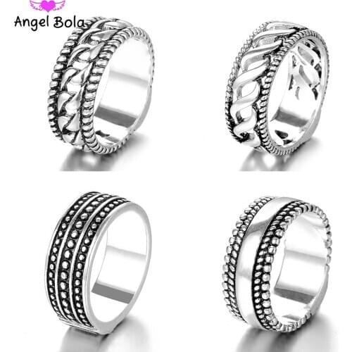 Buddha Ring Charms Vintage Punk Rock for Women Ancient Silver Color Midi Rotating Decorative Pattern Lucky Gift Women Jewelry