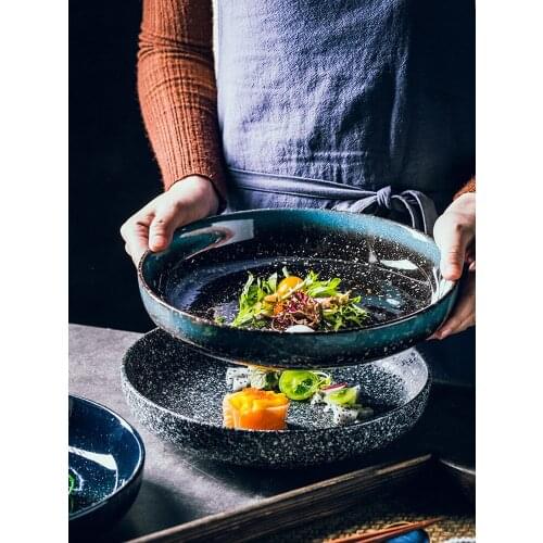 LingAo Creative round deep dish large capacity ceramic dish soup plate