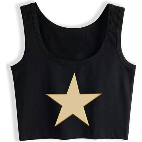 Crop Top Sport Gold Star Funny Inscriptions Custom Tops Women