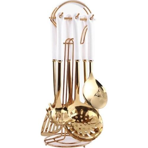 Kitchen Cooking Tool Heat-Resistant Cookware Stainless Steel Spoon Spatula Ceramic Handle