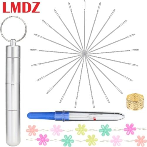 LMDZ Knitted Big Eye Sewing Embroidery Needles Stitch Unpicker Flower Threader Sewing Embroidery Tools Handmade Sewing Tool