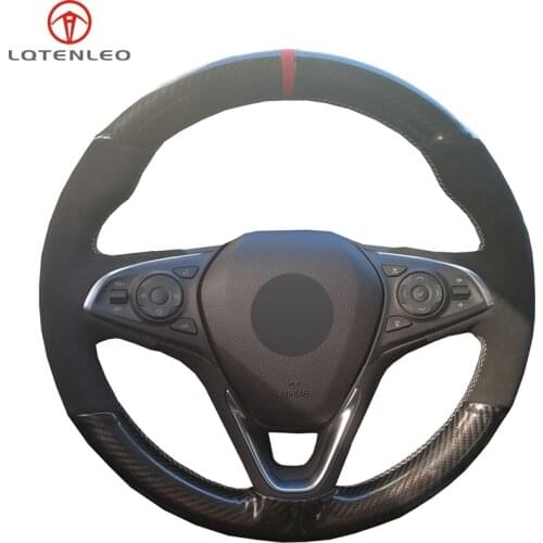 LQTENLEO Carbon Fiber Suede DIY Car Steering Wheel Cover For Buick Envision 2013-2018 Verano 2014-2019 Regal 2017-2019