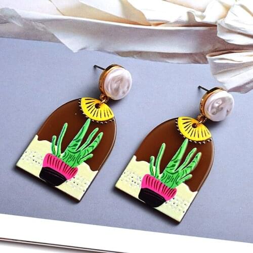 Fashion Trendy Acrylic Plant Earrings Resin Cute Dangle Earrings For Women Girls Party Gifts Accessories Bijoux