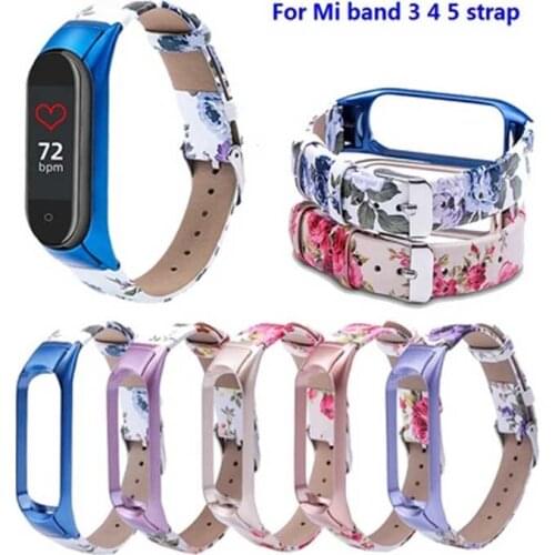 Color printing Sports Wristband for mi band 6 5 Bracelet mi band 3 4 5 strap Printing Leather strap for xiaomi mi band 3 4 5 6