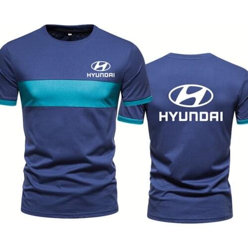 Mens Short Sleeve Hyundai Motor Car Logo Printed high quality Summer casual Cotton Splicing Fashion Harajuku Mens tops