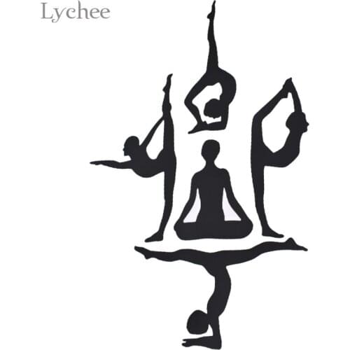 Lychee Life 1pc Yoga Pose Wall Sticker For Gym Wall Decal Adhesive Sticker For Living Room Home Decoration