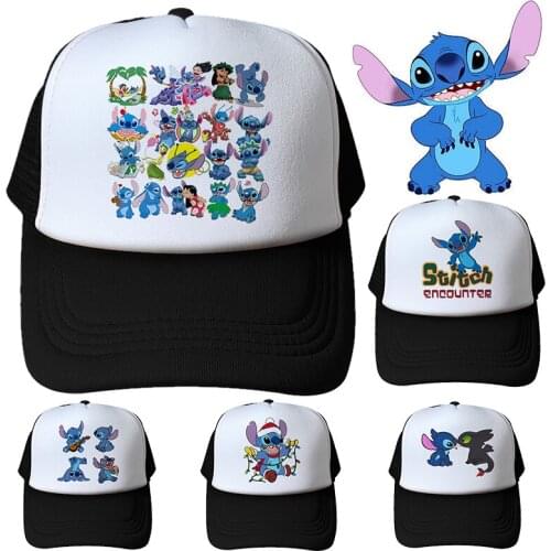 New Disney Stitch Net Hat Adult Children Cartoon Anime Cute Sun Hat Stitch Student Sun Breathable Travel Baseball Cap Adjustable