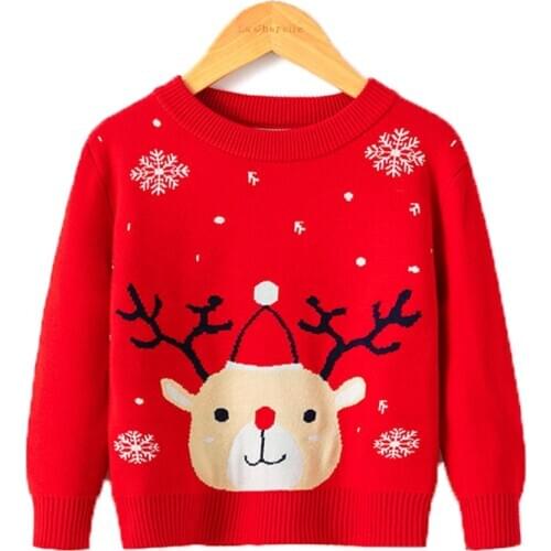 Baby Girls Winter Autumn Cartoon Snowman Pullover Knit Warm Sweaters Christmas Costume Girls Kids Printing Sweaters Clothes