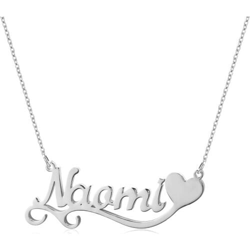Customized Name Necklace Couple Heart Symbol Cursive Stainless Steel Nameplate Necklace Handmade Gift for Women Choker