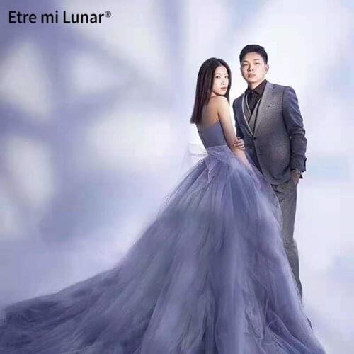 2021 Lastest Design Purple Dress A-line Strapless Tiered Prom Dresses Luxury Sexy Prom Gowns Real Photo L4263