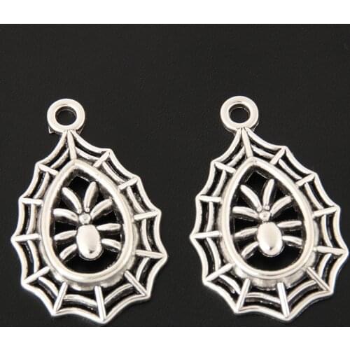 20pcs Silver Color Spider Web Charms Cobweb Halloween Pendant Fit DIY Jewelry Making Handcrafted Accessories