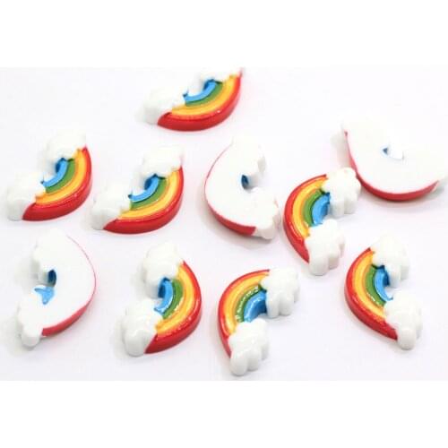Wholesale 30MM Resin Flabtack Rainbow Cloud Cabochons Flat Back Rainbow Cloud Craft Charms Jewelry Maki