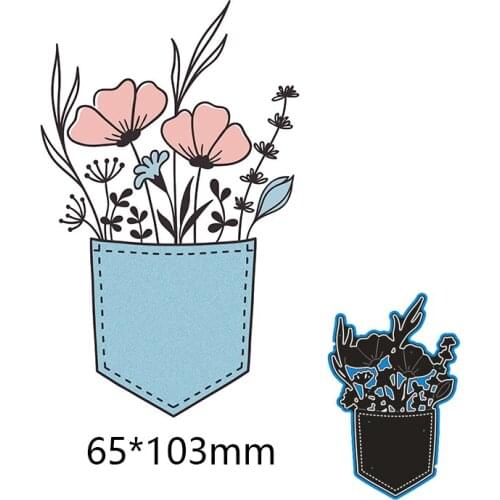 Cutting Dies Flower In The Pocket Metal and Stamps Stencil for DIY Scrapbooking Photo Album Embossing Paper Card 65*103mm