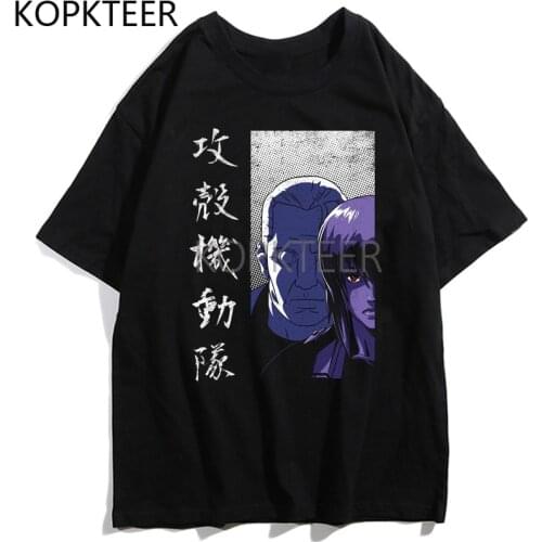Ghost in the Shell Batou and Kusanagi Motoko Summer Men T-shirts Streetwear Harajuku Japan Anime Hipster Cool Graphic Tops Tees