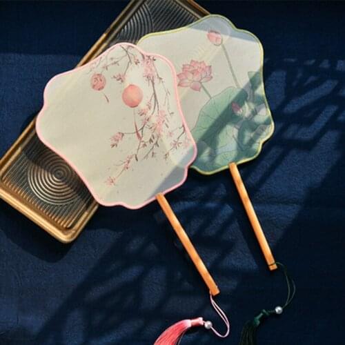 Retro Antique Circular Fan Chinese Style Classical Round Hand Fan Ancient Hanfu Clothing Female Dance Accessory