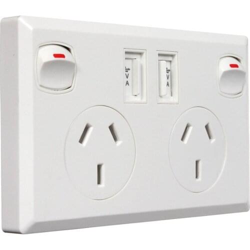 1 pcs Dual USB Australian standard socket with switch Australian Australian standard 2.1A wall socket panel