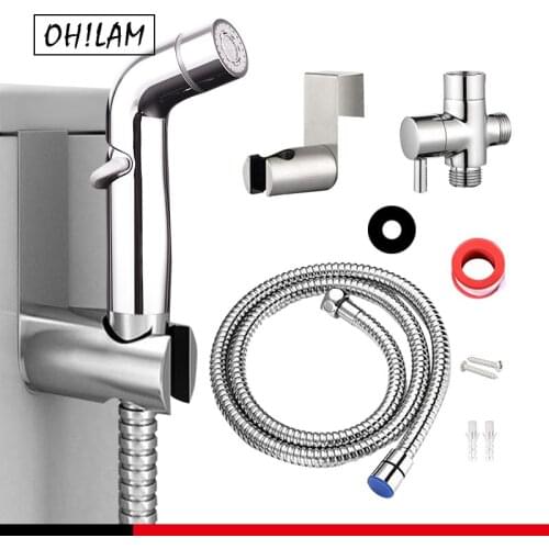 Handheld Bidet Sprayer Toilet Attachment Muslim Shower and Baby Cloth Diaper Sprayer Kit Shattaf Combo With T adapter Bidet Hose
