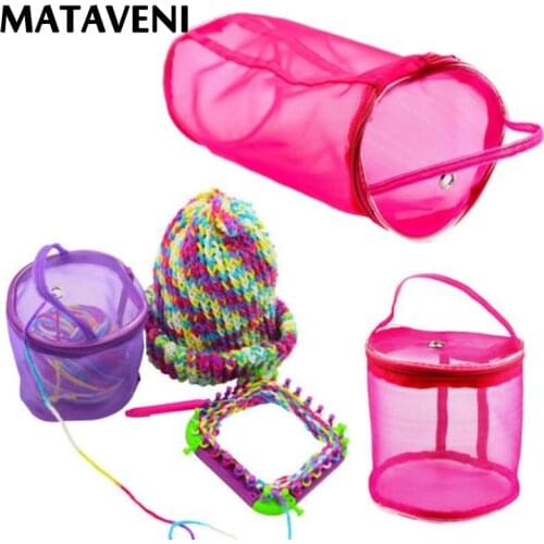 Mesh Sewing Kit Bag DIY Hand Weaving Tools Organizer Hollow DIY Hand Weaving Yarn Bag Crochet Thread Storage Mesh Holder