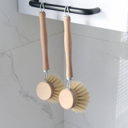 Long Handle Pan Brush Wooden Kitchen Pot Cleaning Tool Bowl Washing Household Cleaning Brush Bathroom Toilet Cleaner