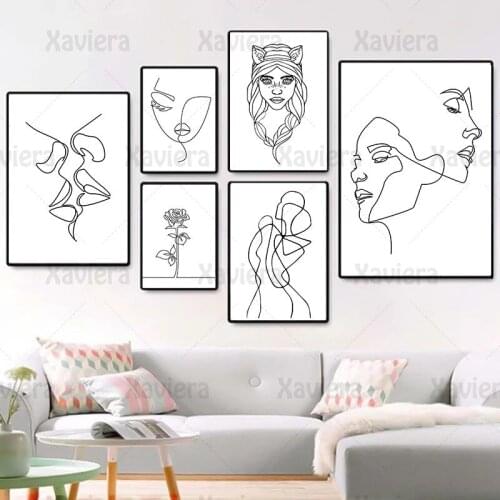 Nordic Minimalist Character Line Sexy Woman Body Nude Print Canvas Painting Wall Art Painting Poster Decoration Bedroom Picture