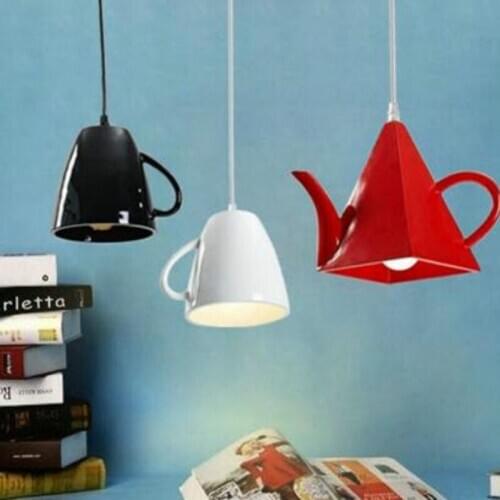 Creative Modern Resin Teapot Cup pendant light luminaire dining room hanging lamp cafe decor lighting fixtures YHJ021007