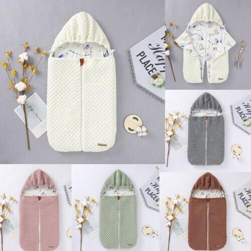 Baby Hooded Zipper Stroller Footmuff Sleeping Bag Knitted Envelopes Autumn Winter Sleepsack Infant Newborns Swaddle Wrap Blanket