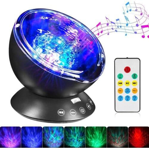 Ocean Wave Projector LED Night Light with Music Player Remote Control Lamp