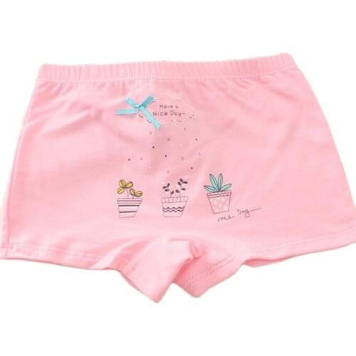 3pc/Lot Girls Soft Flat Angle Baby Pure Cotton Underpant Cure Boxers Underwear for 2 To 12 Y